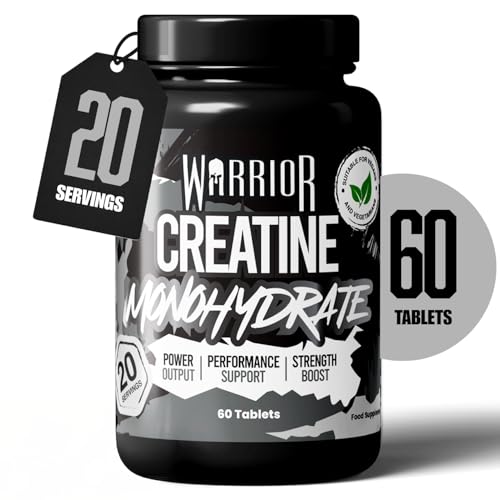 Warrior Creatine Monohydrate Tablets – 3000mg Per Serving – Supplement for Performance – Supports Muscle Growth – Unflavoured – Suitable for Men & Women – Vegan & Vegetarian Friendly (60 Capsules)