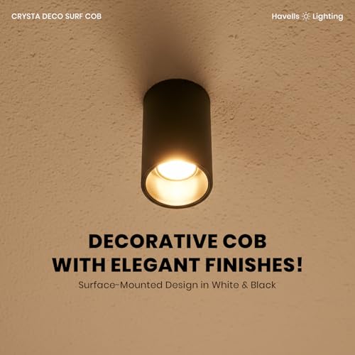 Image of Havells Crysta Deco Surf Cob 12W 4K Chrome B,Led-Spotlights,Energy Efficient,Long Life of 25000 Burning Hours,Beam Angle of 36,Metal Body Cob with Integrated Driver,Natural Daylight (4000K)