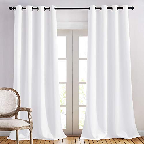 Nicetown White Curtains For Sliding Door - 52 By 95, 2 Pieces, Blocking Out 50% Sunlight Window Treatment Modern Design Curtain Panels For Dining Room #TOP9