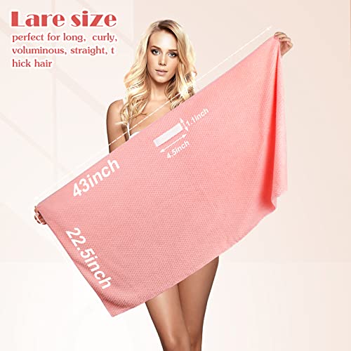 Large Microfiber Hair Towel, Highly Absorbant Hair Towel Wrap For Women Wet Hair, Ultra-Soft Hair Drying Towel Fast Drying With Elastic Strap For Curly, Long & Thick Hair #TOP1