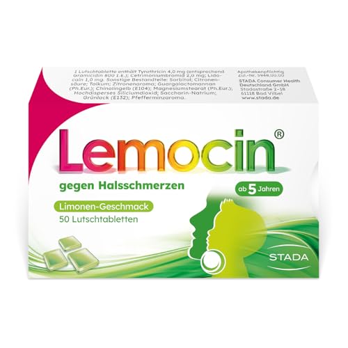 Lemocin gegen Halsschmerzen Halsschmerzmittel bei den ersten Anzeichen von Halsschmerzen für die ganze Familie sowie für Kinder ab 5 Jahren Limettengeschmack Lutschtabletten - 1 x 5 St.