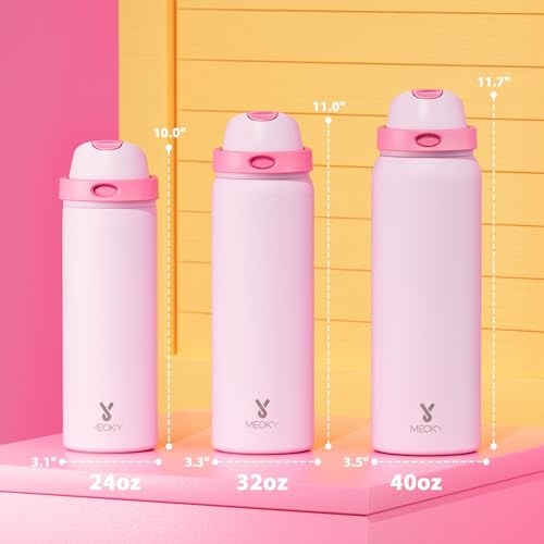24 oz Insulated Water Bottle for Sports: Meoky Stainless Steel Water Bottle with 2-in-1 Straw and Spout Lid - Leak Proof, Cold for 24 Hours, Fits... - Image 3