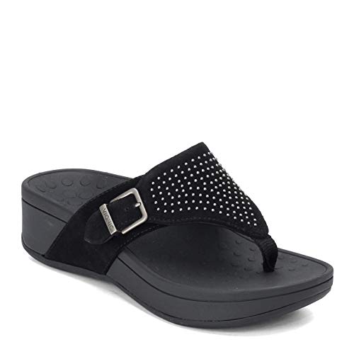Vionic Women's, Capitola Thong Black Nubuck 9 M