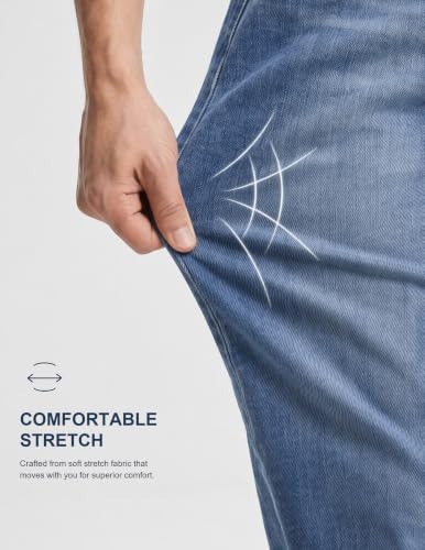 Image of JMIERR Men's Baggy Denim Pants Stretch Wide Leg Jeans | Baggy stretch y2k denim jeans for men, relaxed Loose Fit, metal button zip fly, 5-pocket, all season wear, machine wash