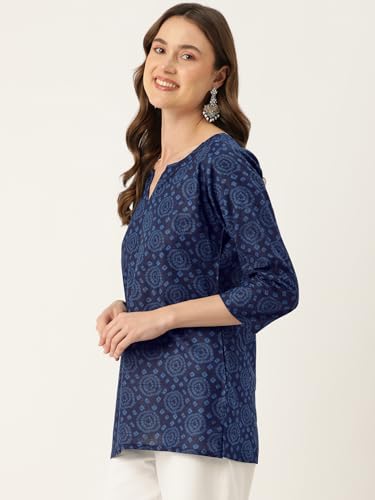 Image of feranoid Designer V-Neck Short Straight Kurti with 3Quarter Sleeves