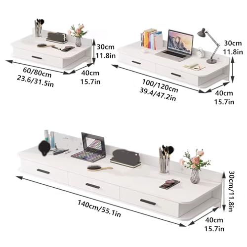 Bureau mural flottant compact table d'écriture chambre 80cm - 3