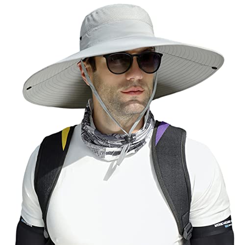 Image of HUAMULAN Wide Brim Sun Hats Men and Women Bucket Safari Fishing Hat for Hiking Garden Lawn Work Camping Outdoor