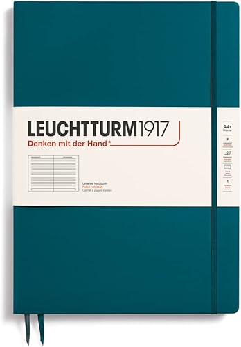 Miniatura 9 de LEUCHTTURM1917 - Cuaderno de tapa dura Master Slim A4+ - 123 páginas numeradas para escritura y diario (negro, a rayas)