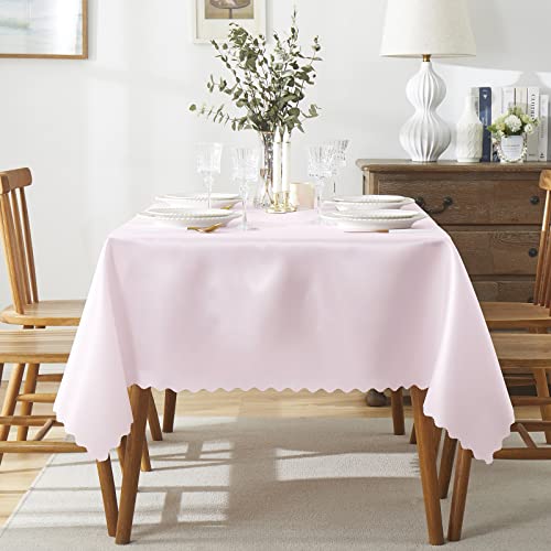 P Pothuiny 2 Pack Light Pink Satin Tablecloth 54 x 54 Inches Square Table Cloth Overlay Satin Table Cover Bright Smooth Fabric Decoration for Wedding Banquet Party Dining by P Pothuiny - Image 2