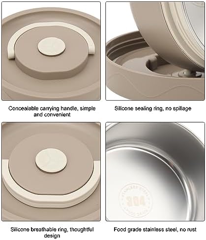 Miniatura 6 de TOPINCN Contenedor de almuerzo caliente de 14.9 fl oz, recipiente térmico de acero inoxidable, olla de cocción térmica portátil, caja de doble capa,