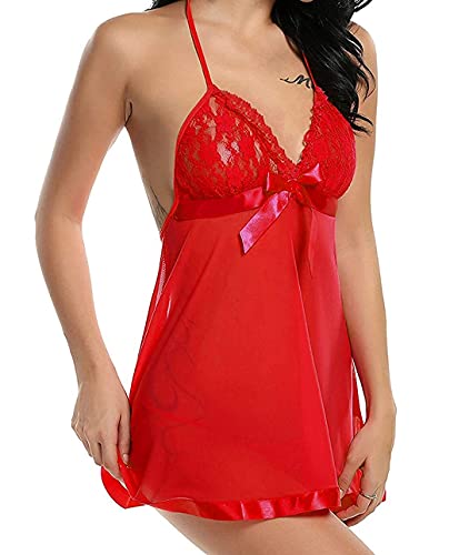 Image of Mount Edge Baby Cotton Doll Honeymoon Lingerie Maxi Nightwear Nighty Satin Sexy Shorts Women Honeymoon Bra Panty hot Sexy Night Dress Bra Set Sexy (Free Size, Red)