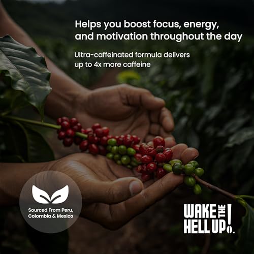 Wake The Hell Up! 1lb Ultra-Caffeinated Original Ground Coffee, Low Acid, Medium-Dark Roast