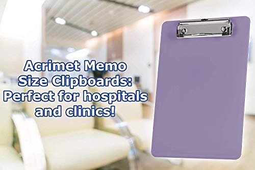 Acrimet Clipboard Memo Size A5 (9 1/4” X 6 5/16”) Low Profile Clip (Plastic) (Purple Color) (6 Pack) #TOP6