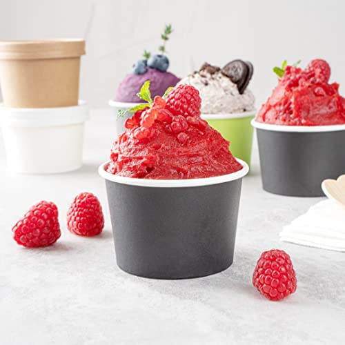 Image of Coppetta 4 Ounce Dessert Cups, 50 Disposable Ice Cream Cups - Lids Sold Separately, Heavy-Duty, Black Paper Frozen Yogurt Bowls, For Hot And Cold Foods, Perfect For Gelato Or Mousse - Restaurantware