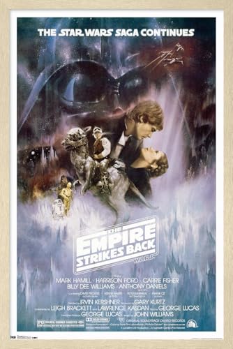 Trends International Star Wars: The Empire Strikes Back - The Saga Continues One Sheet Wall Poster, 34L x 22.4W, Blonde Framed Version