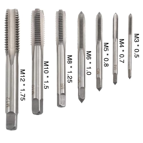 Fixinus 7 Piece Metric Thread Tap Set, HSS Tapping Tool Set M3 M4 M5 M6 M8 M10 M12 Hand Tap Set - Image 2