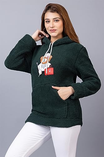 Image of Wear lusso Women Wool Blend Hooded Neck Sweatshirt with Hoodies | Full Sleeves Women's Winter Wear | Warm & Stylish Hoodie