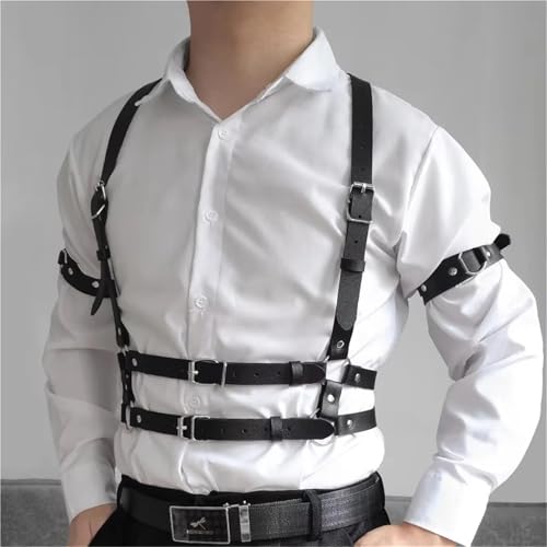 Tactical Techwear Hip Hop Punk Leather Body Harness Chest Shoulder Strap Men Multi Function Adjustable Gothic Waist Belt4