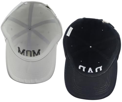 Image of GzacDeope 2PCS Dad and Mom Hat for Men Women, Funny Adjustable Cotton Embroidered Parents Gifts Baseball Cap