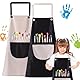 2 Stück Malschürze Kinder, Wasserdicht Malkittel mit Taschen, Verstellbare Kinderschürze für Jungen & Mädchen, Schürze Kinder Schule für Basteln, Malen, Backen, Kochen (7–12 Jahre) (Schwarz + Grau)