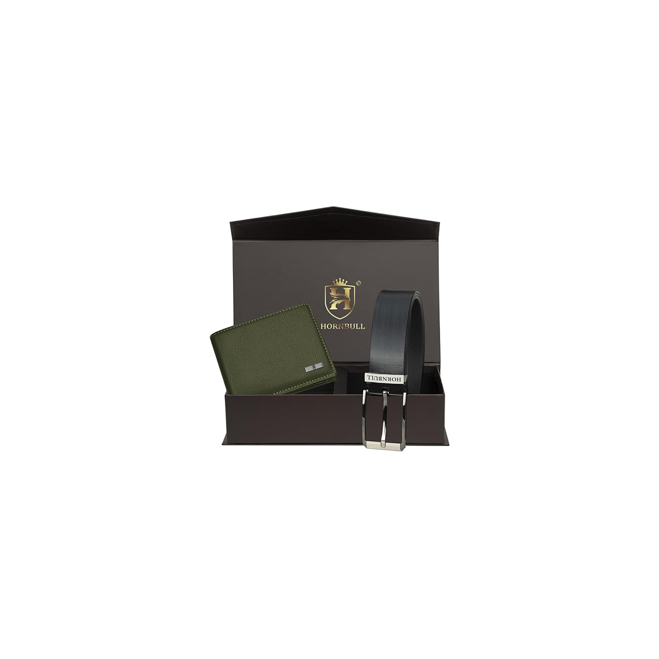 HORNBULL Leather Maddison Green Wallet For Men | Wallet And Belt Combo | Gift Set For Men Bw104124