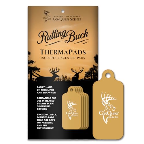 Conquest Scents RuttingBuck ThermaPads – Buck Rut Scent Deer Attractant Pads for Pre-Rut, Rut & Post-Rut Hunting – Long-Lasting, Heated Dispenser Compatible – 5-Pack