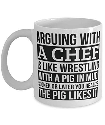 Chef Mug, Like Arguing With A Pig in Mud Chef Funny Saying Mug Gag Office Desk Boss