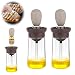 Botellas dispensadoras de aceite de oliva de vidrio con cepillo de silicona, paquete de 2 botellas de aceite y vinagre de 180 ml para cocina, cocina, freír, hornear, panqueques de barbacoa (marrón)