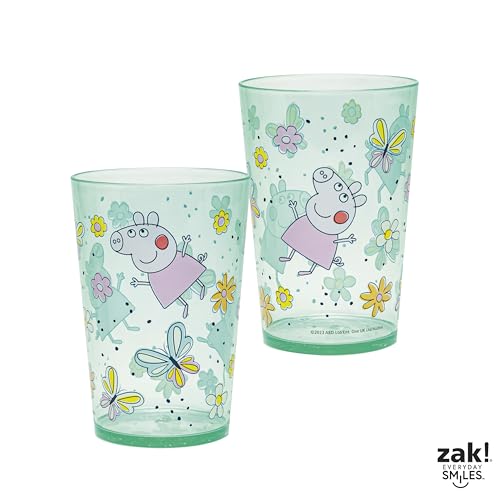 Image of Zak Designs Peppa Pig Nesting Tumbler Set for At Home, 14.5oz Non-BPA Plastic Cups, 4-Pack (Peppa Pig and Friends)