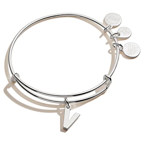 Image of Alex and Ani Expandable Bangle for Women, Initials A to Z Letter Charms, Shiny Finish, 2 to 3.5 in