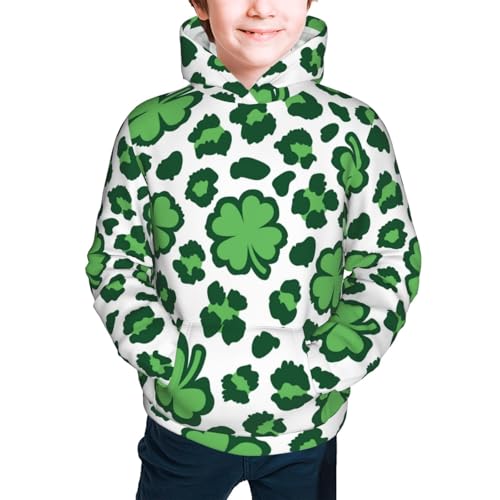 Leopard print St. Patrick's Day Kid Hoodies Boys Sweatshirts Girls Pullover with Pocket3