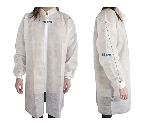 Einweg-Bucherkittel, 25 g, mit Reißverschluss, Weiß, Größe XL (XXL, 1 Stück)