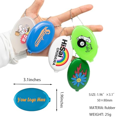 150PCS Bulk Custom Coin Purse Keychain Personalized Squeeze Change Purse Rubber Small Coin Purse with Text/Logo for Promotional Items/Fundraiser Items/Trade Show/Giveaways (150)3