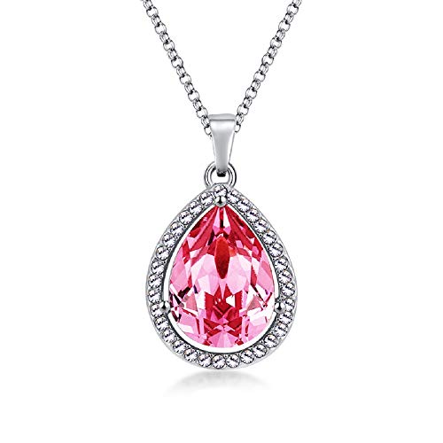 LEECCO Princess Sofia Ncklace Teardrop Rose Red Pendant Necklace Fashion Jewelry Gift for women,First Amulet(pink)