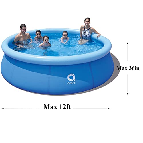 Inflatable Top Ring Swimming Pools For Adults Outdoor Easy To Set Kids, Kiddie Pool (± 12 Ft X 36 In) Blue #TOP4