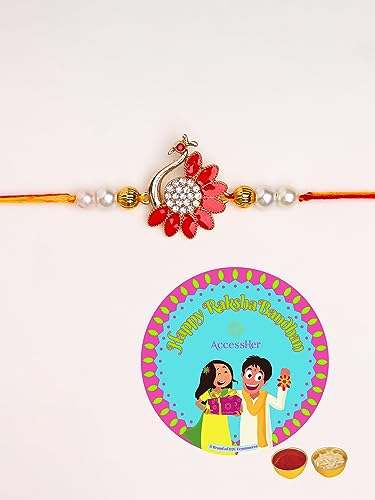 Enamel Peacock Rakhi with Roli Kumkum