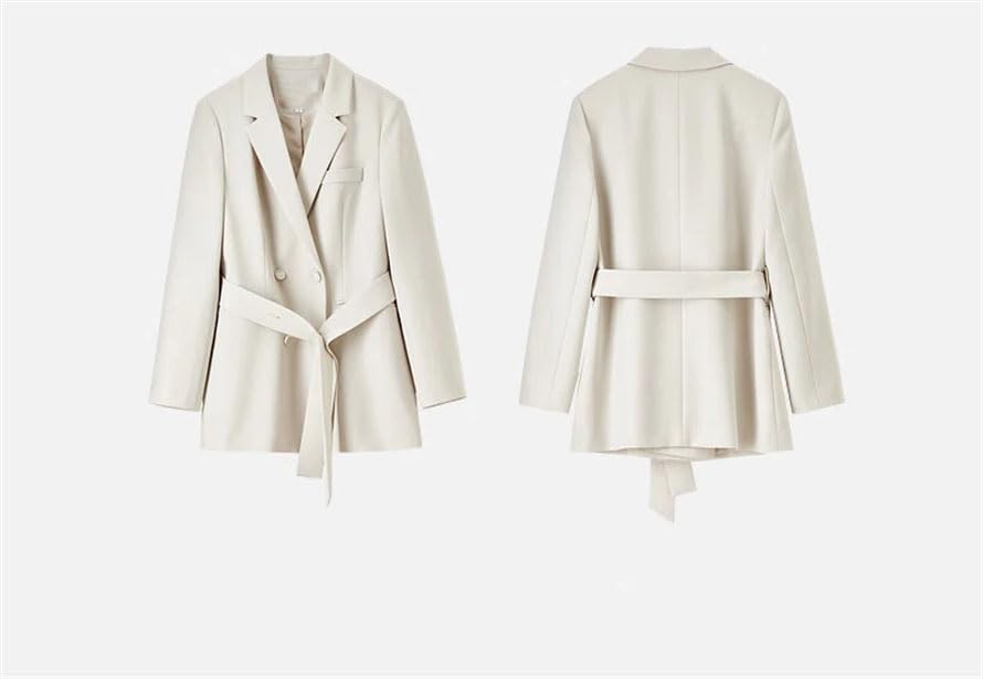 Women Skirt Suits Long Sleeve Notched Collar Blazer Pleated Elastic Waist Skirt Business 2 Piece Sets3