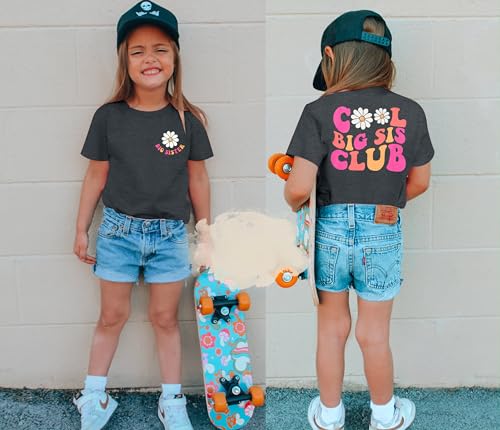 LOTUCY Big Sister Shirt for Toddler Girls Cool Big Sis Club Tshirt Promoted to Big Sister Announcement Outfits3