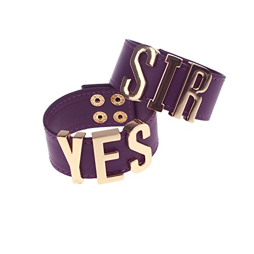 Coolcoco Adjustable Luxury Gold Letter Purple Leather Yes Sir Bracelet For Women Girls Prime Cosplay Accessory (2 Pieces/Set) #TOP2