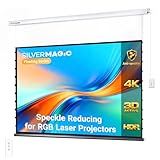 Tensioned Motorized Projector Screen for RGB Laser Projectors by SilverMagic - Speckle Reducing, White Floating Screen for Home Theater/Living Room/Patio/Office/Classroom - 100 Inch 16:9