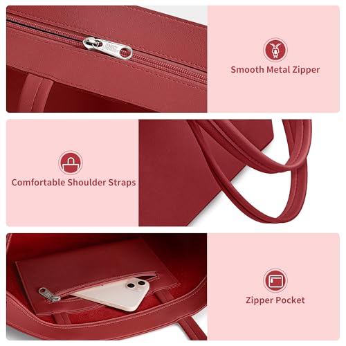 Image of KALIDI Tote Bag Zipper Shoulder Bag Faux Leather Purses Satchel for Women Casual Handbag Work Dating College