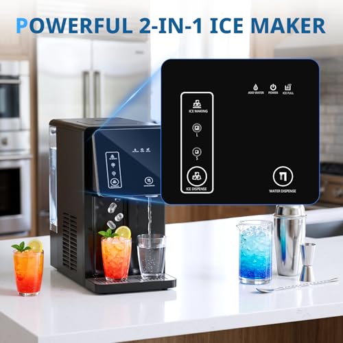 Image of Cowsar 2-in-1 Countertop Ice Maker with Water Dispenser, 26lbs /24h