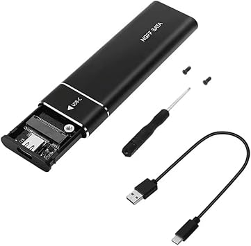M.2 SATA & NVME SSD Enclosure USB 3.2 M2 Converter Adapter Caddy 10Gbps Aluminium for M.2 B&M-Key/M-Key 2230/2242/2260/2280 SSDs Supports Only SATA SSD, Black
