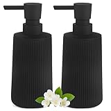 Moderne Seifenspender Schwarz Kunststoff Spülmittelspender, Seifenspender Bad für Badezimmer, Arbeitsplatte, Küche, Soap Dispenser mit Pumpspender (Schwarz 2 Stück)