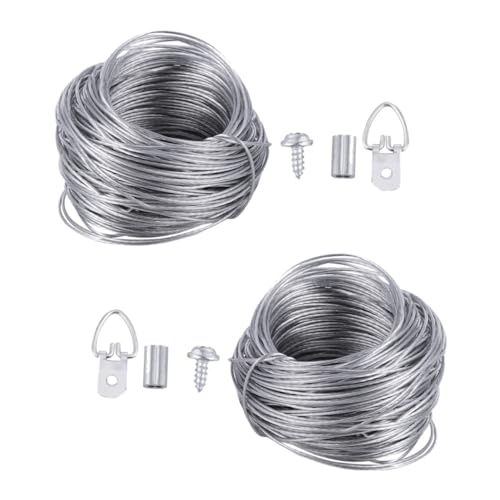 HOLIDYOYO 2sets Picture Frame Hanging Kit Picture Hanging Wire Photo Frame and for Easy Wall Mounting for Living Bedroom and Office Decorations