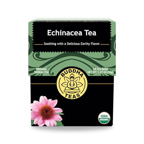 Buddha Teas - Organic Echinacea Tea - Herbal Tea - Immune Boosting - With Antioxidants & Minerals - Clean Ingredients - Caffeine Free - 18 Tea Bags (Pack of 1)