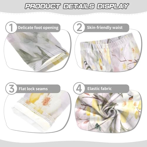 Bolaz Toddler Girls Leggings Printed Yoga Pants Leggings Yellow Pink Flower for Kids3