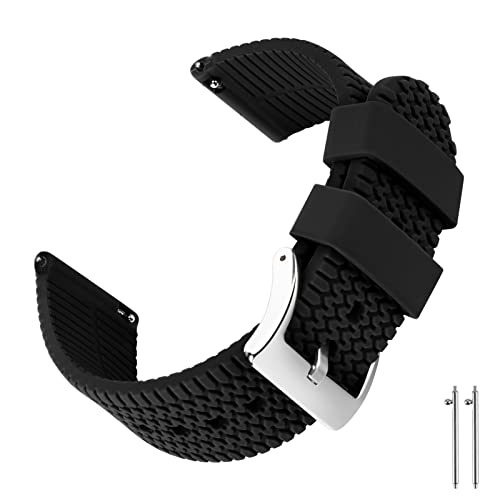 20 mm 22 mm Schnellverschluss-Gummi-Uhrenarmbänder, Ersatz-Uhren und Smartwatches, hochwertiges, sportliches Silikon, wasserdicht, für Fossil Uhren-Ersatz, Schwarz, 20mm, Classic Cover