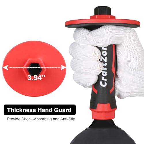 Image of 8-Inch Rock Chisel, Masonry Chisel with Protective Handle, Heavy Duty Flat Concrete Cold Stone Chisel for Brick Cutting, Demolition, Sculpting Chipping, and Breaking Mason Tools