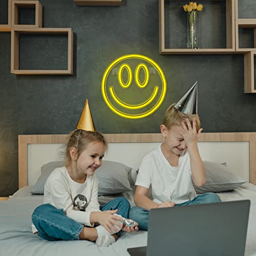 Smile Face Neon Sign Led Neon Light Wall Decor Smiley Face Light Up Signs Usb Powered Yellow Neon Signs For Bedroom Kids Room Wedding Party Decoration #TOP4